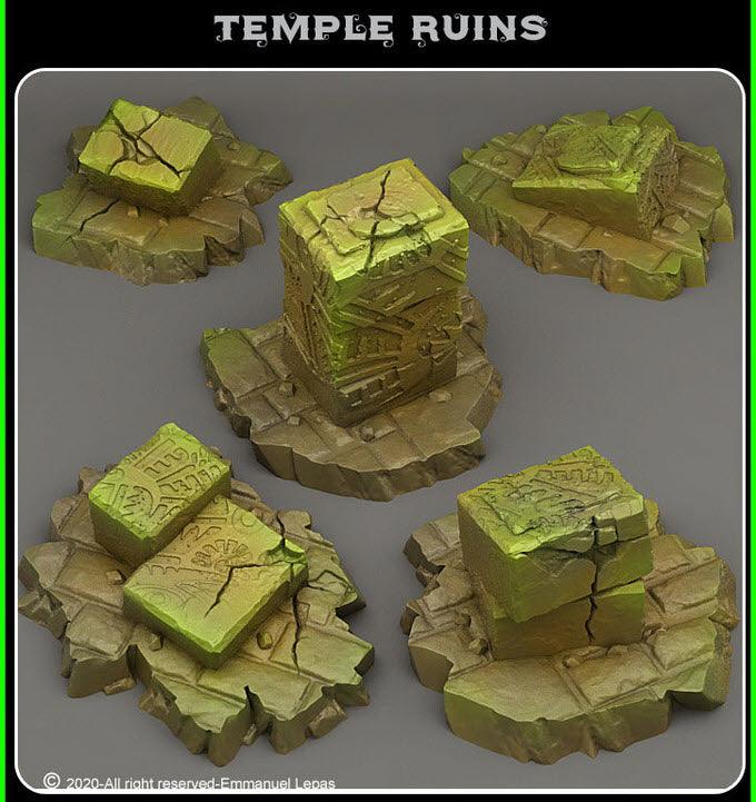 3D Printed Fantastic Plants and Rocks Temple Ruins 28mm - 32mm D&D Wargaming - Charming Terrain
