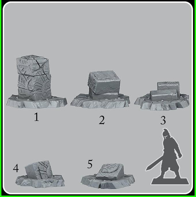 3D Printed Fantastic Plants and Rocks Temple Ruins 28mm - 32mm D&D Wargaming - Charming Terrain