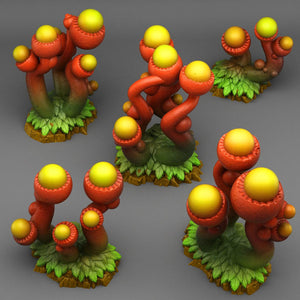 3D Printed Fantastic Plants and Rocks Tentacle Acorn Plants 28mm - 32mm D&D Wargaming - Charming Terrain