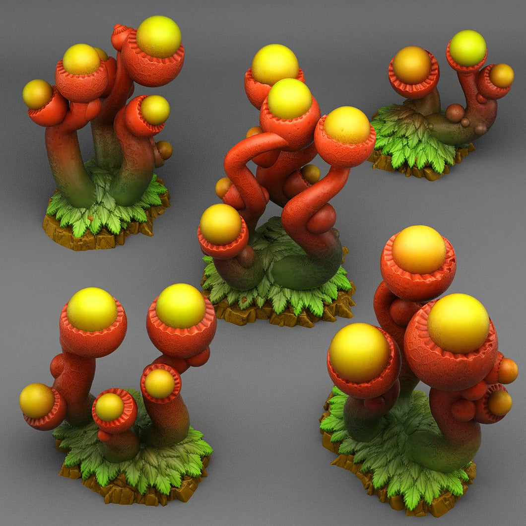 3D Printed Fantastic Plants and Rocks Tentacle Acorn Plants 28mm - 32mm D&D Wargaming - Charming Terrain