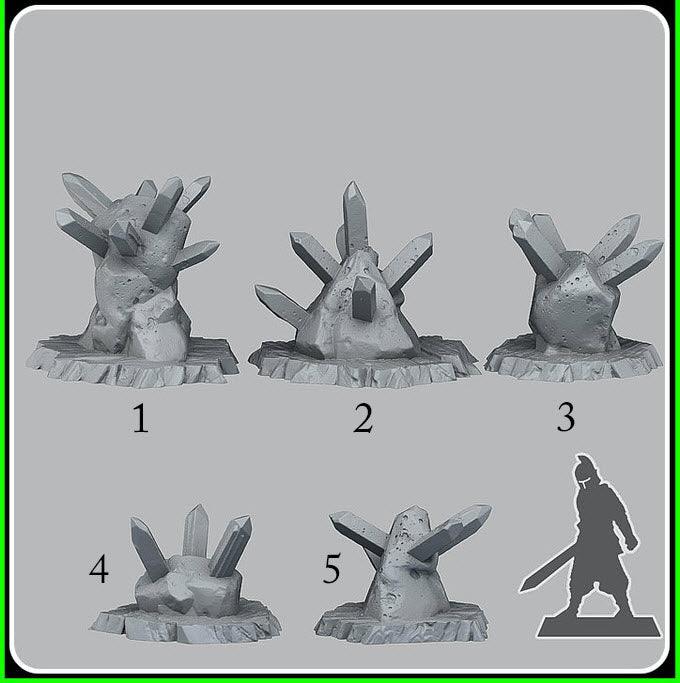 3D Printed Fantastic Plants and Rocks Trap Rocks 28mm - 32mm D&D Wargaming - Charming Terrain