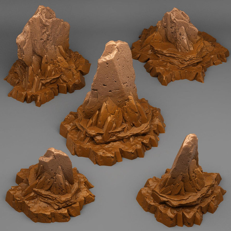 3D Printed Fantastic Plants and Rocks Wasteland Shale 28mm - 32mm D&D Wargaming - Charming Terrain