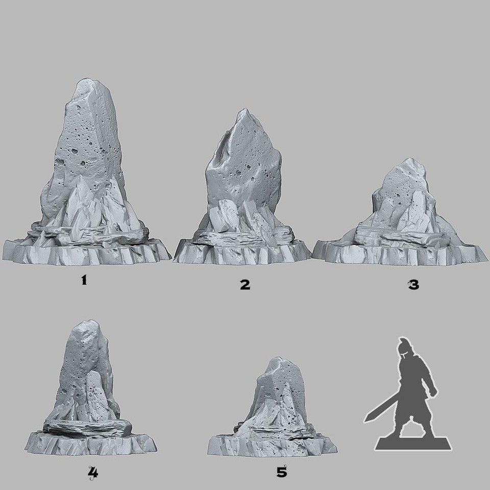 3D Printed Fantastic Plants and Rocks Wasteland Shale 28mm - 32mm D&D Wargaming - Charming Terrain