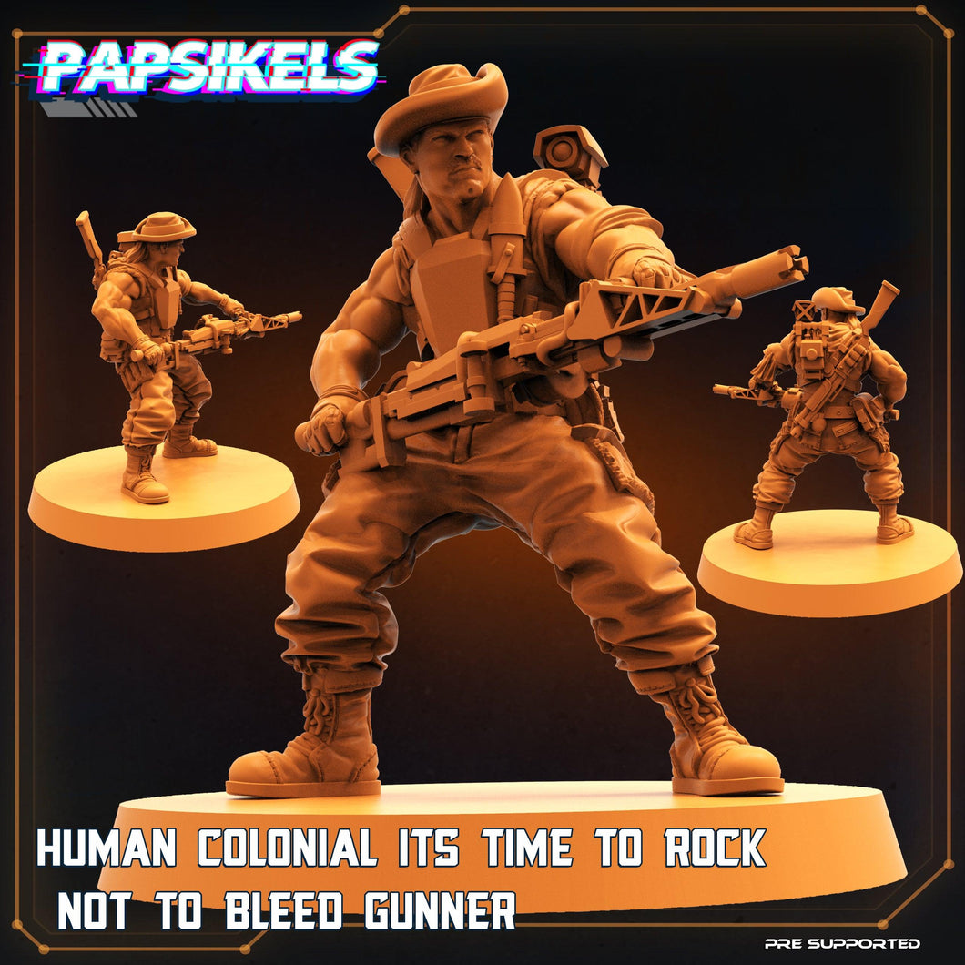 3D Printed Papsikels Cyberpunk Human Colonial It's Time To Rock Not To Bleed Gunner - 28mm 32mm - Charming Terrain