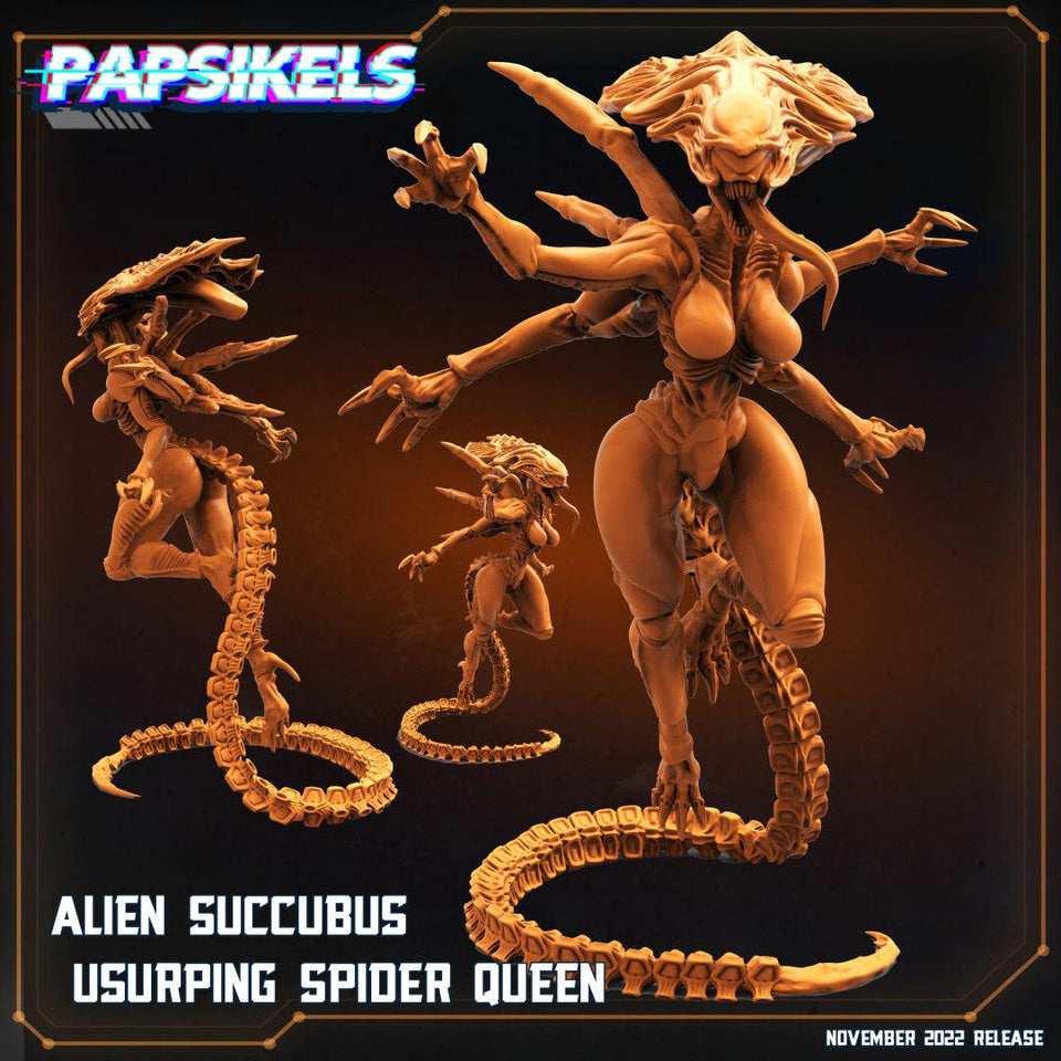 3D Printed Papsikels Cyberpunk Sci-Fi Alien Succubus Usurping Spider Queen - 28mm 32mm - Charming Terrain