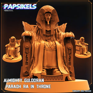3D Printed Papsikels Cyberpunk Sci-Fi - Almighty Guldoran Paraoh Ra In Throne - 28mm 32mm - Charming Terrain