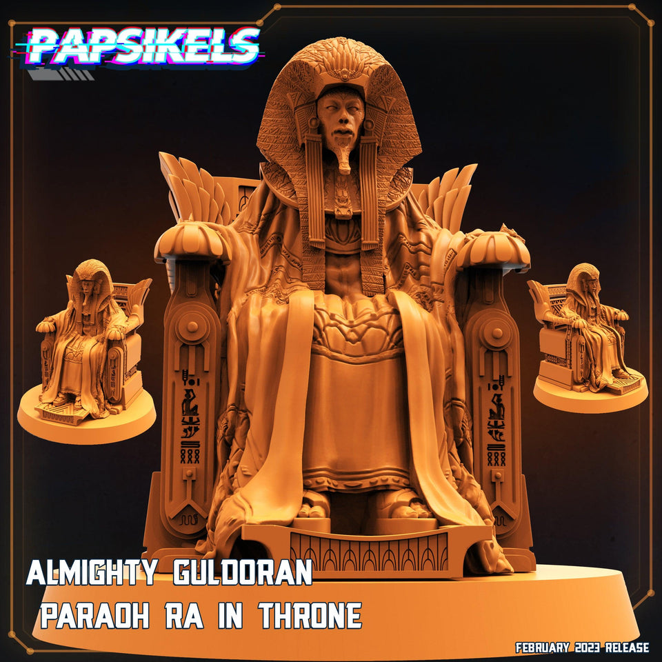 3D Printed Papsikels Cyberpunk Sci-Fi - Almighty Guldoran Paraoh Ra In Throne - 28mm 32mm - Charming Terrain