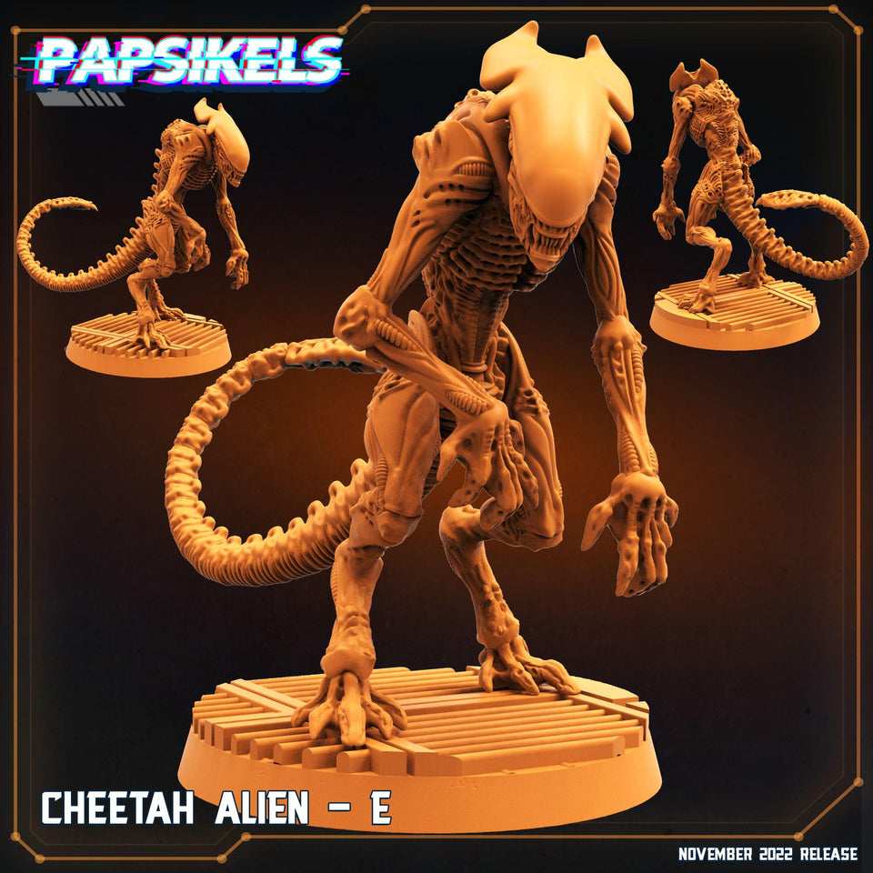3D Printed Papsikels Cyberpunk Sci-Fi Cheetah Alien Set - 28mm 32mm - Charming Terrain