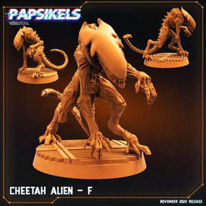 3D Printed Papsikels Cyberpunk Sci-Fi Cheetah Alien Set - 28mm 32mm - Charming Terrain