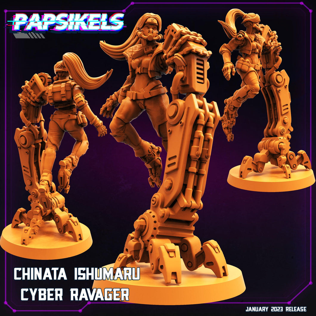 3D Printed Papsikels Cyberpunk Sci-Fi Chinata Ishumaru Cyber Ravager 28mm 32mm - Charming Terrain