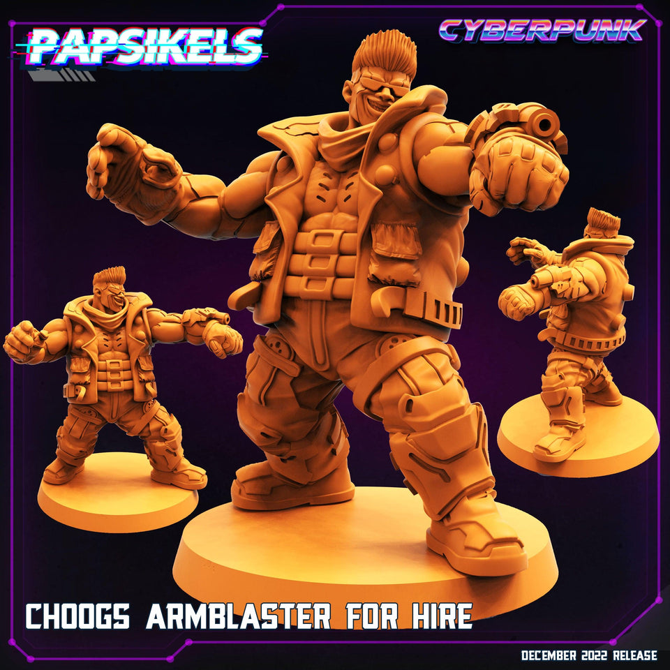3D Printed Papsikels Cyberpunk Sci-Fi Choogs Armblaster For Hire - 28mm 32mm - Charming Terrain