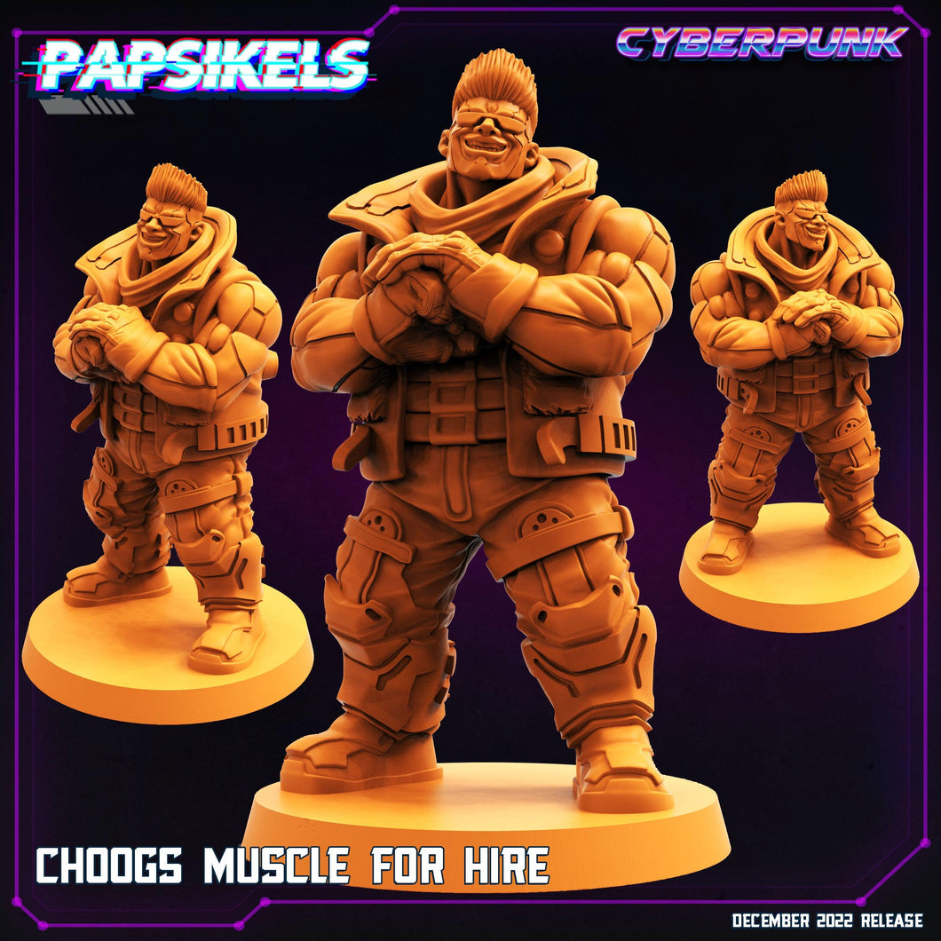 3D Printed Papsikels Cyberpunk Sci-Fi Choogs Muscle For Hire - 28mm 32mm - Charming Terrain