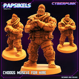 3D Printed Papsikels Cyberpunk Sci-Fi Choogs Muscle For Hire - 28mm 32mm - Charming Terrain