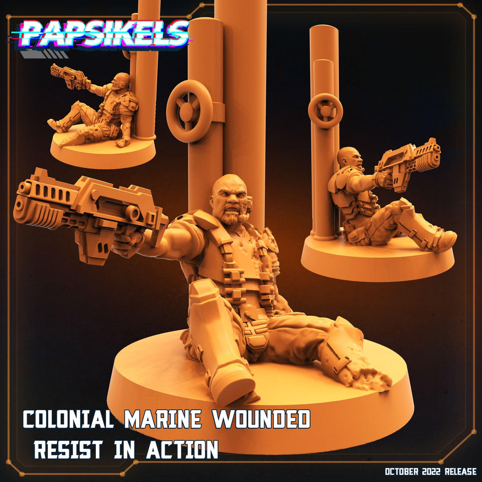 3D Printed Papsikels Cyberpunk Sci-Fi Colonial Marine Wounded Resist In Action - 28mm 32mm - Charming Terrain