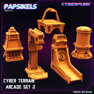 3D Printed Papsikels Cyberpunk Sci-Fi - Cyber Arcades Set 2 - 28mm 32mm DnD - Charming Terrain