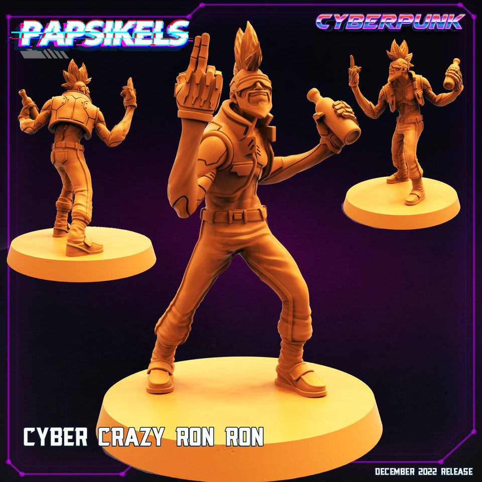 3D Printed Papsikels Cyberpunk Sci-Fi Cyber Crazy Ronron - 28mm 32mm - Charming Terrain