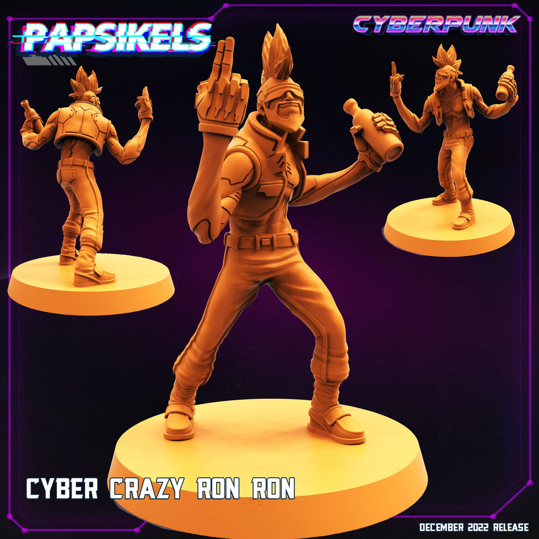 3D Printed Papsikels Cyberpunk Sci-Fi Cyber Crazy Ronron - 28mm 32mm - Charming Terrain