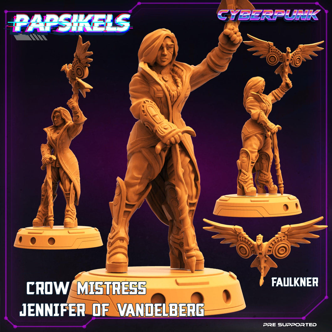 3D Printed Papsikels Cyberpunk Sci-Fi Cyber Crow Jennifer of Vandelberg - 28mm 32mm - Charming Terrain
