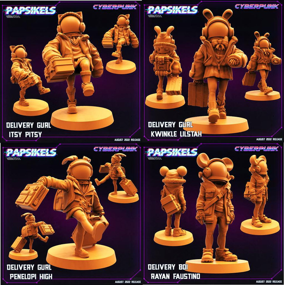 3D Printed Papsikels Cyberpunk Sci-Fi Cyber Delivery Set - 28mm 32mm - Charming Terrain