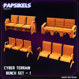 3D Printed Papsikels Cyberpunk Sci-Fi Cyber Terrain Bench Set A 28mm 32mm - Charming Terrain