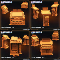 3D Printed Papsikels Cyberpunk Sci-Fi Data Terminal Set 1 - 28mm 32mm - Charming Terrain