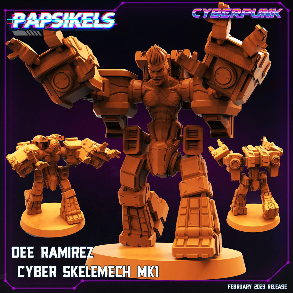 3D Printed Papsikels Cyberpunk Sci-Fi - Dee Ramirez Cyber Skelemech - 28mm 32mm - Charming Terrain