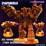 3D Printed Papsikels Cyberpunk Sci-Fi - Dee Ramirez Cyber Skelemech - 28mm 32mm - Charming Terrain