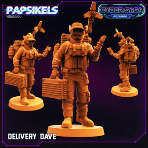 3D Printed Papsikels Cyberpunk Sci-Fi Delivery Dave Cyber Saga - 28mm 32mm - Charming Terrain