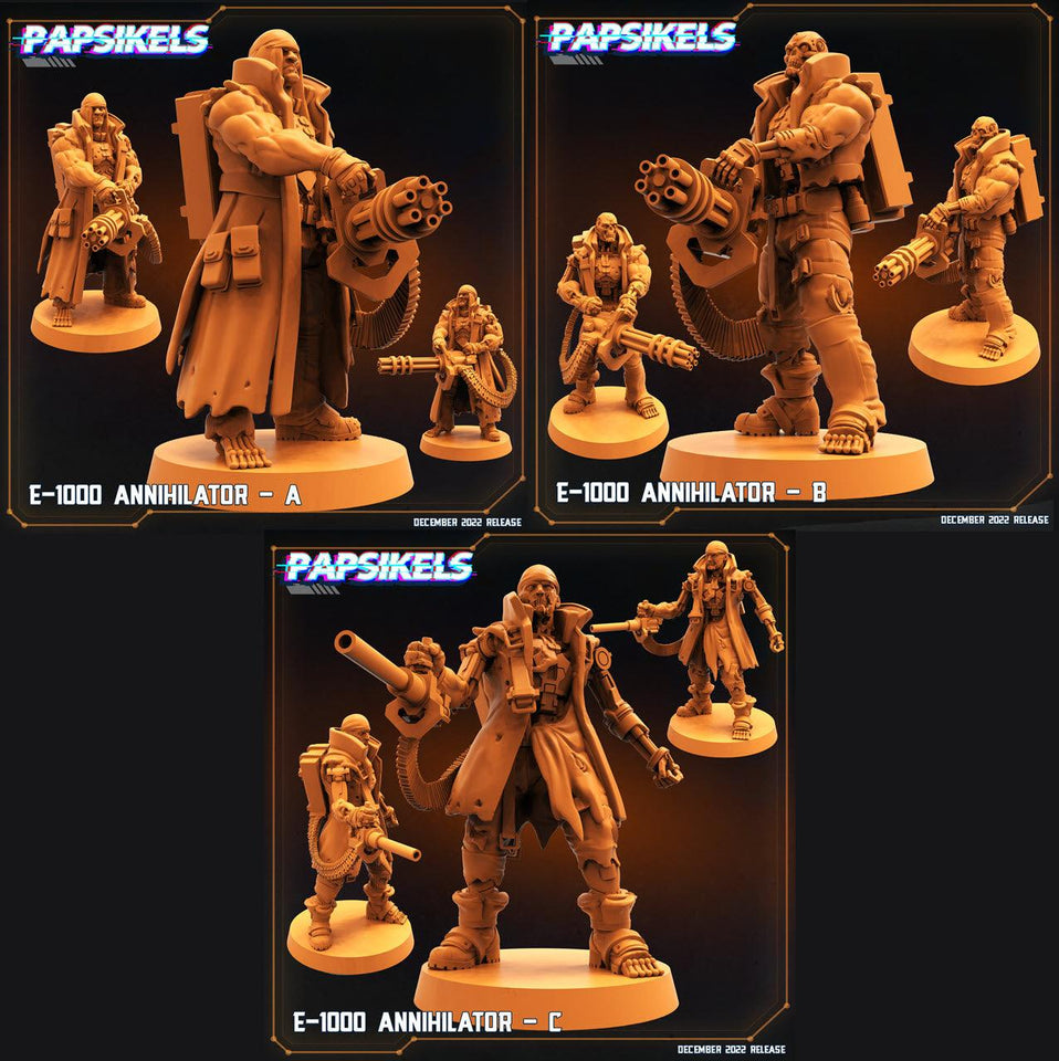 3D Printed Papsikels Cyberpunk Sci-Fi E-1000 Annihilator Set - 28mm 32mm - Charming Terrain