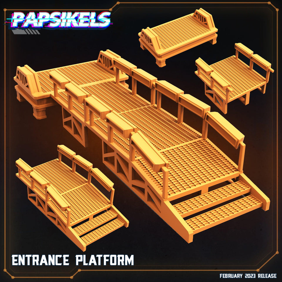 3D Printed Papsikels Cyberpunk Sci-Fi - Entrance Platform - 28mm 32mm - Charming Terrain