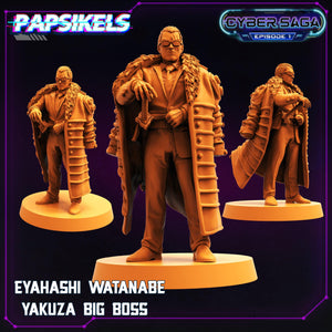 3D Printed Papsikels Cyberpunk Sci-Fi Eyahashi Watanabe Yakuza Big Boss Cyber Saga - 28mm 32mm - Charming Terrain