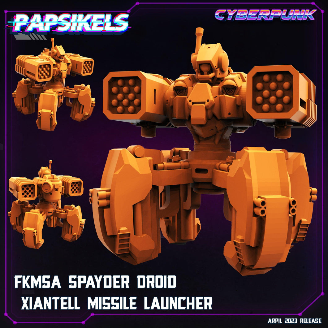 3D Printed Papsikels Cyberpunk Sci-Fi - Fkmsa Spayder Droid Xiantell Missile Launcher- 28mm 32mm - Charming Terrain
