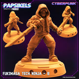 3D Printed Papsikels Cyberpunk Sci-Fi Fukimasa Tech Ninja Set - 28mm 32mm - Charming Terrain