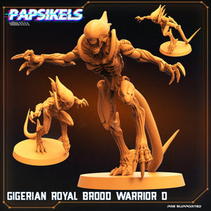 3D Printed Papsikels Cyberpunk Sci-Fi Gigerian Royal Brood Warrior Set - 28mm 32mm - Charming Terrain