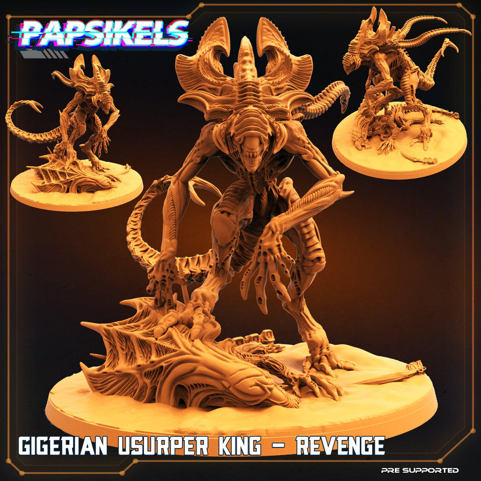 3D Printed Papsikels Cyberpunk Sci-Fi Gigerian Royal Usurper King - 28mm 32mm - Charming Terrain