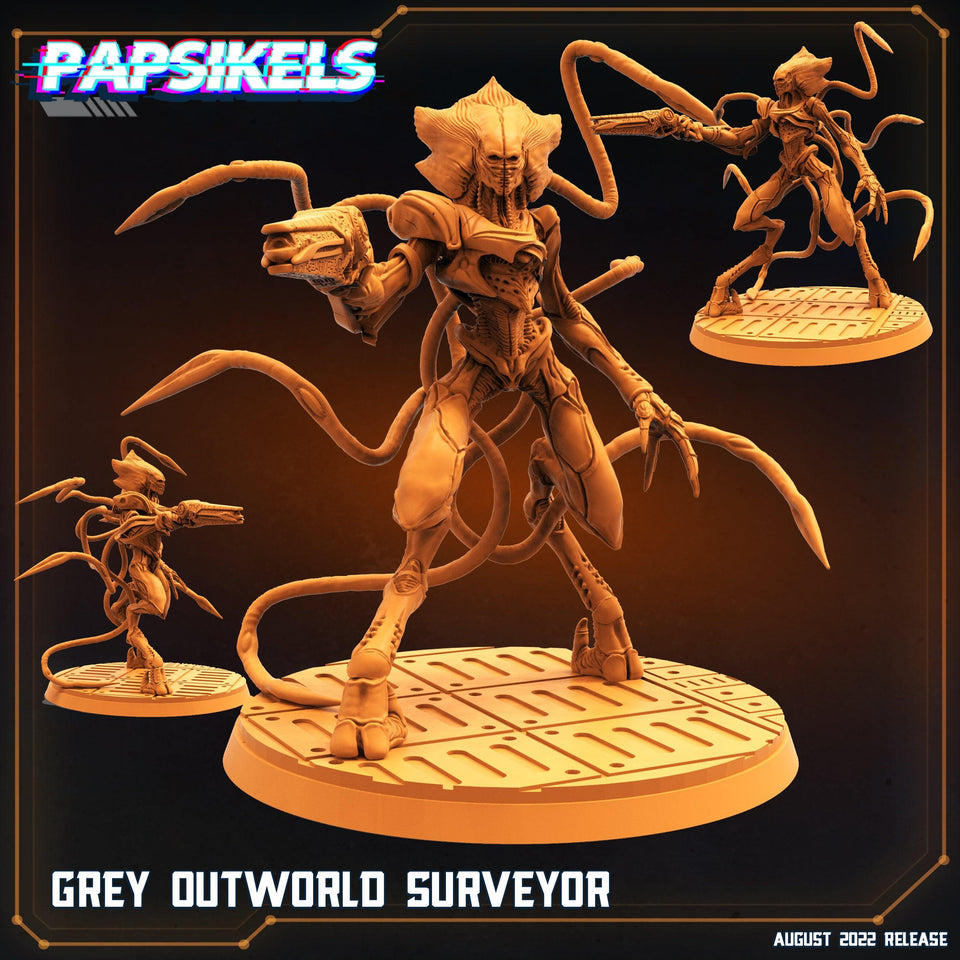 3D Printed Papsikels Cyberpunk Sci-Fi Grey Outworld Alien Set - 28mm 32mm - Charming Terrain