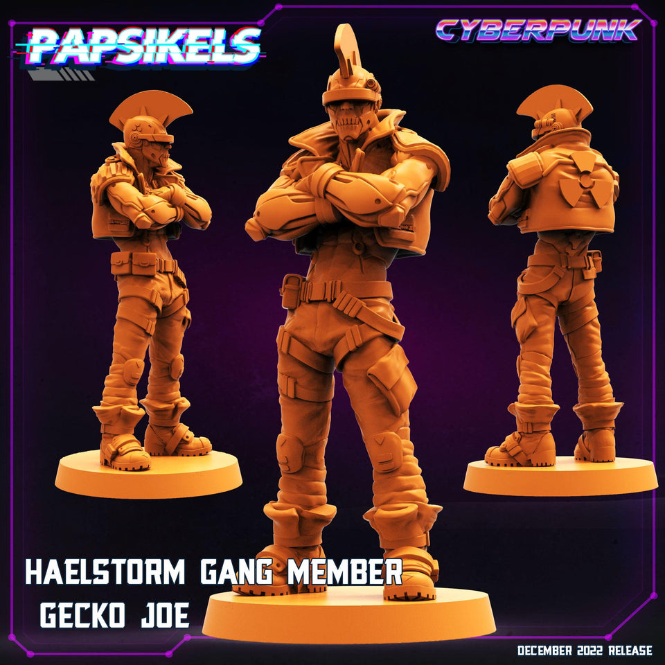 3D Printed Papsikels Cyberpunk Sci-Fi Haelstorm Gang Member Gecko Joe - 28mm 32mm - Charming Terrain