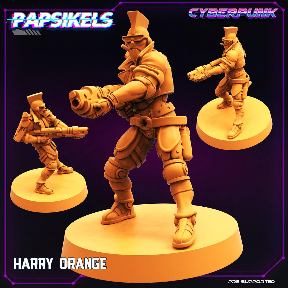3D Printed Papsikels Cyberpunk Sci-Fi Harry Orange - 28mm 32mm - Charming Terrain