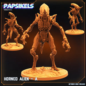 3D Printed Papsikels Cyberpunk Sci-Fi Horned Alien Set - 28mm 32mm - Charming Terrain