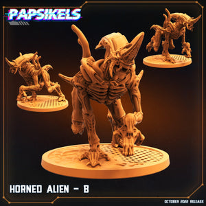 3D Printed Papsikels Cyberpunk Sci-Fi Horned Alien Set - 28mm 32mm - Charming Terrain