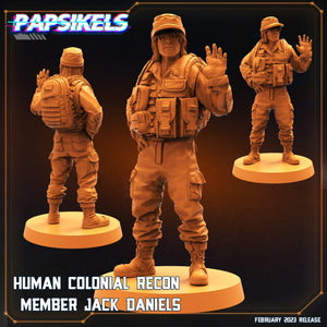 3D Printed Papsikels Cyberpunk Sci-Fi - Human Colonial Recon Member Jack Daniels - 28mm 32mm - Charming Terrain