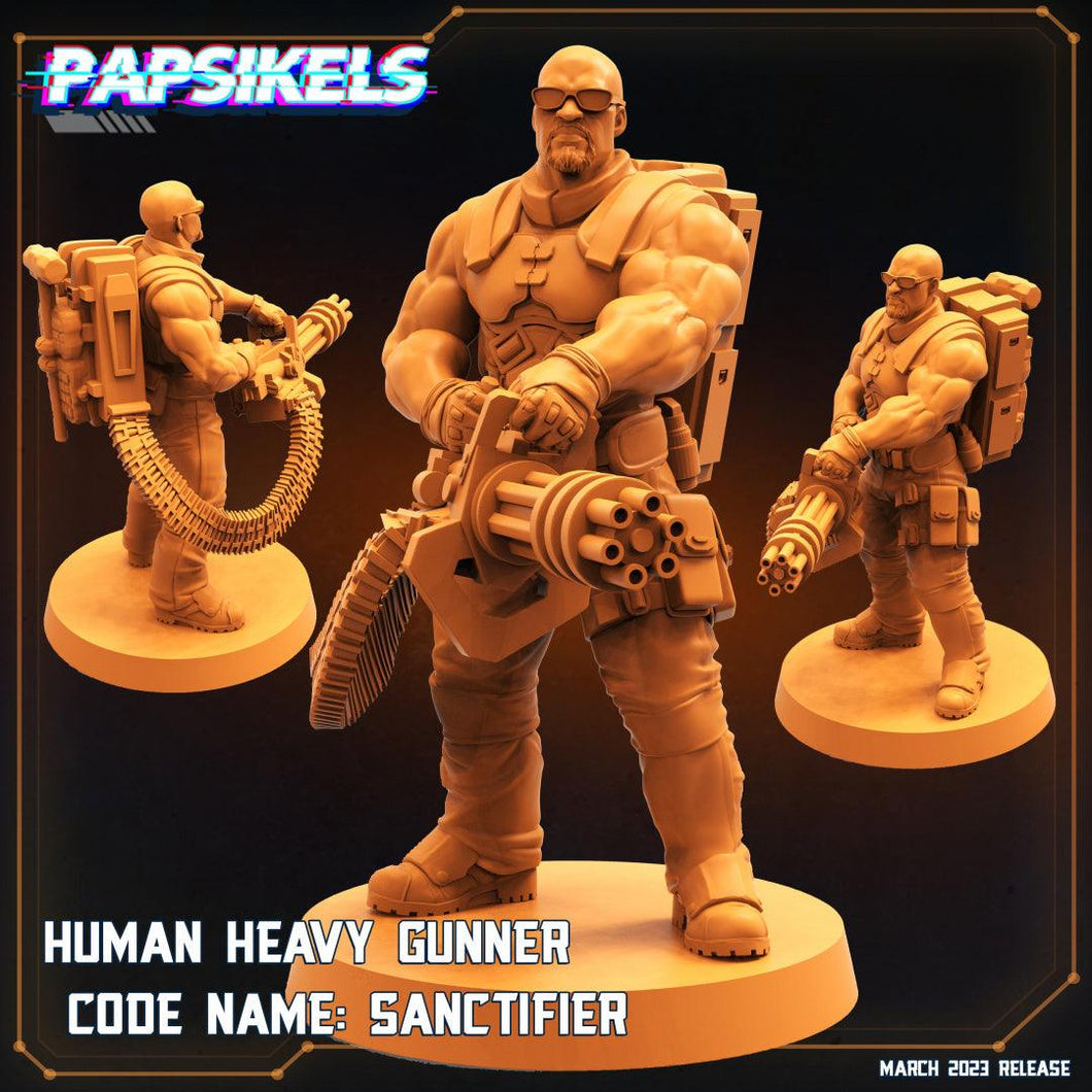 3D Printed Papsikels Cyberpunk Sci-Fi - Human Gunner Code Name Sanctifier - 28mm 32mm - Charming Terrain