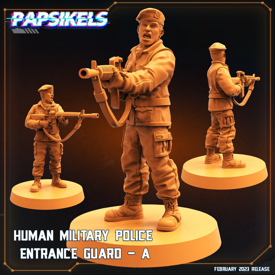 3D Printed Papsikels Cyberpunk Sci-Fi - Human Military Police Entrance Guard Set - Star Entrance 28mm 32mm - Charming Terrain