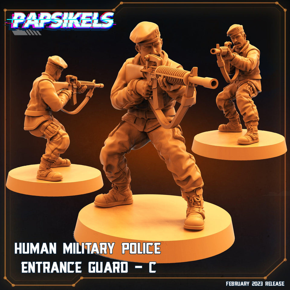 3D Printed Papsikels Cyberpunk Sci-Fi - Human Military Police Entrance Guard Set - Star Entrance 28mm 32mm - Charming Terrain