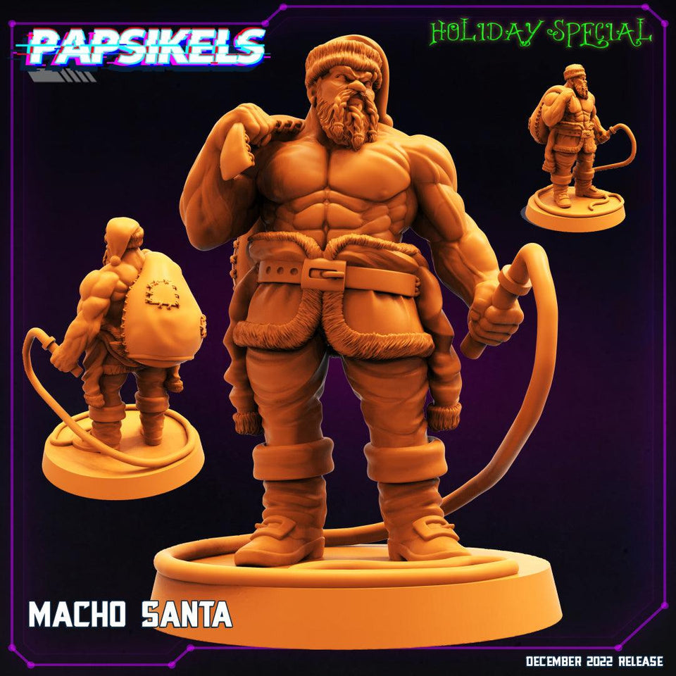 3D Printed Papsikels Cyberpunk Sci-Fi Macho Santa - 28mm 32mm - Charming Terrain