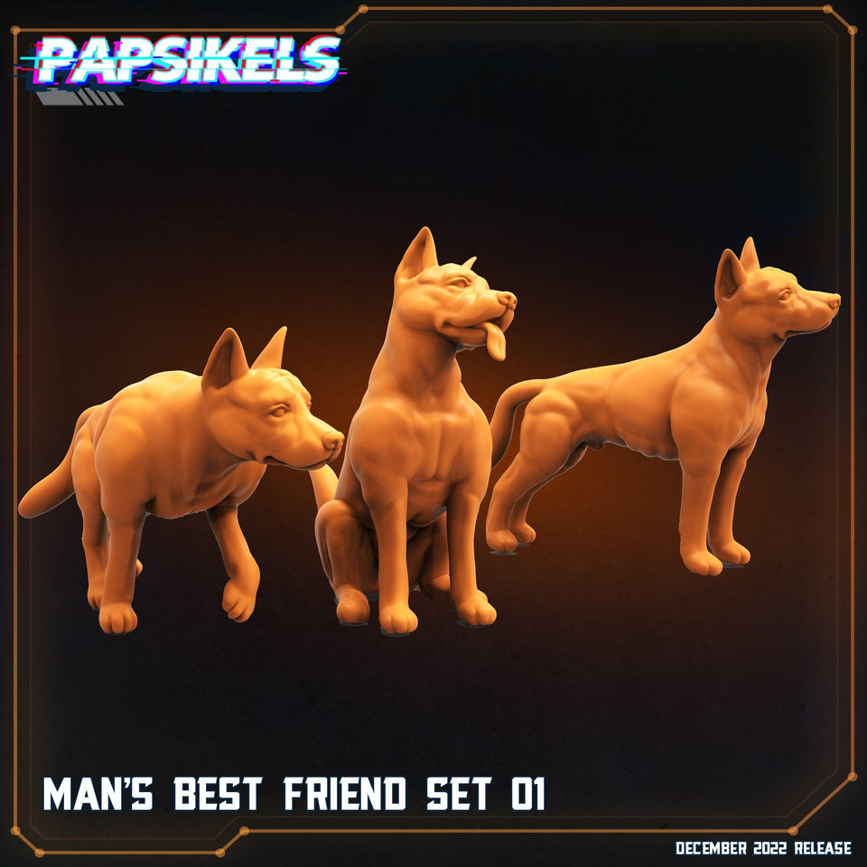 3D Printed Papsikels Cyberpunk Sci-Fi Man's Best Friend Dog Set 28mm 32mm - Charming Terrain