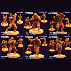 3D Printed Papsikels Cyberpunk Sci-Fi Mma Boxer Fighter Set - 28mm 32mm - Charming Terrain