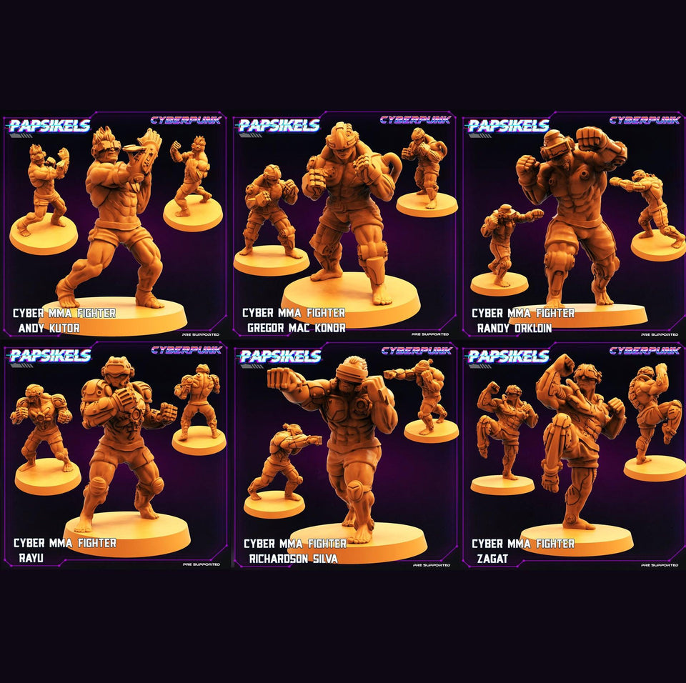 3D Printed Papsikels Cyberpunk Sci-Fi Mma Boxer Fighter Set - 28mm 32mm - Charming Terrain