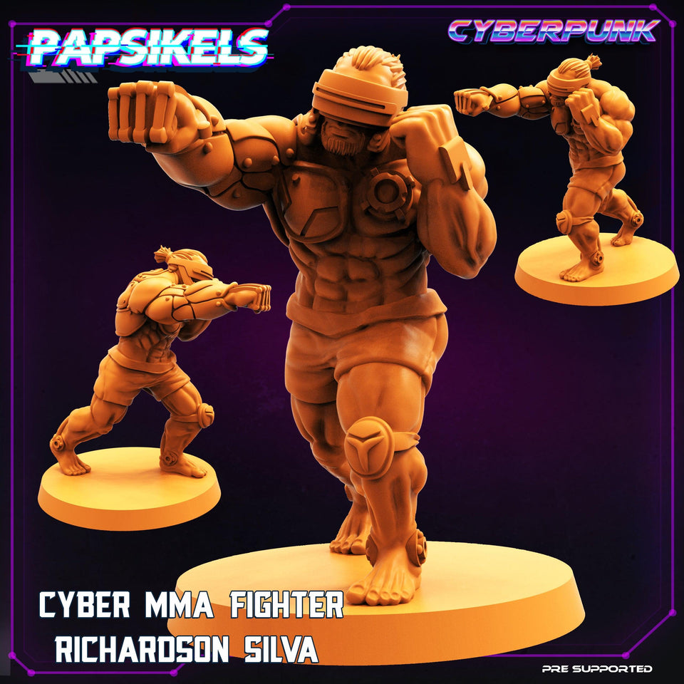 3D Printed Papsikels Cyberpunk Sci-Fi Mma Boxer Fighter Set - 28mm 32mm - Charming Terrain