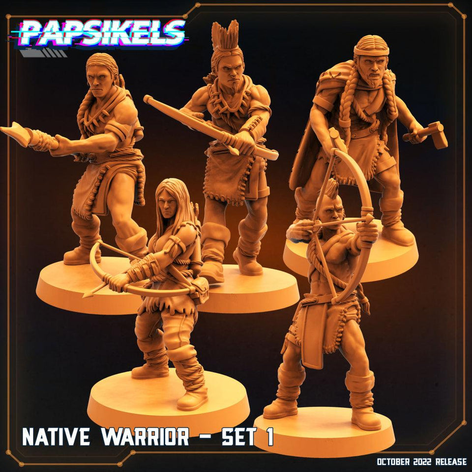 3D Printed Papsikels Cyberpunk Sci-Fi Native Warriors Set - 28mm 32mm - Charming Terrain